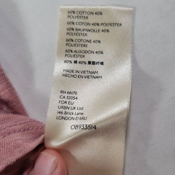 We The Free Women Cotton Blend Pink Long Sleeve V-Neck Pocket Tee Size Medium - Picture 5 of 9